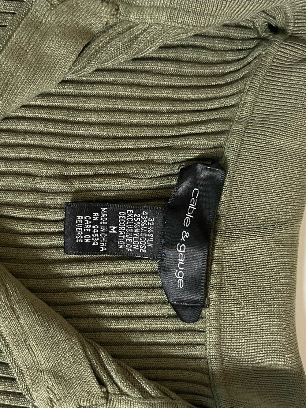 Cable & Gauge Olive Ribbed Sleeveless Zip Polo Tank - Picture 4 of 4